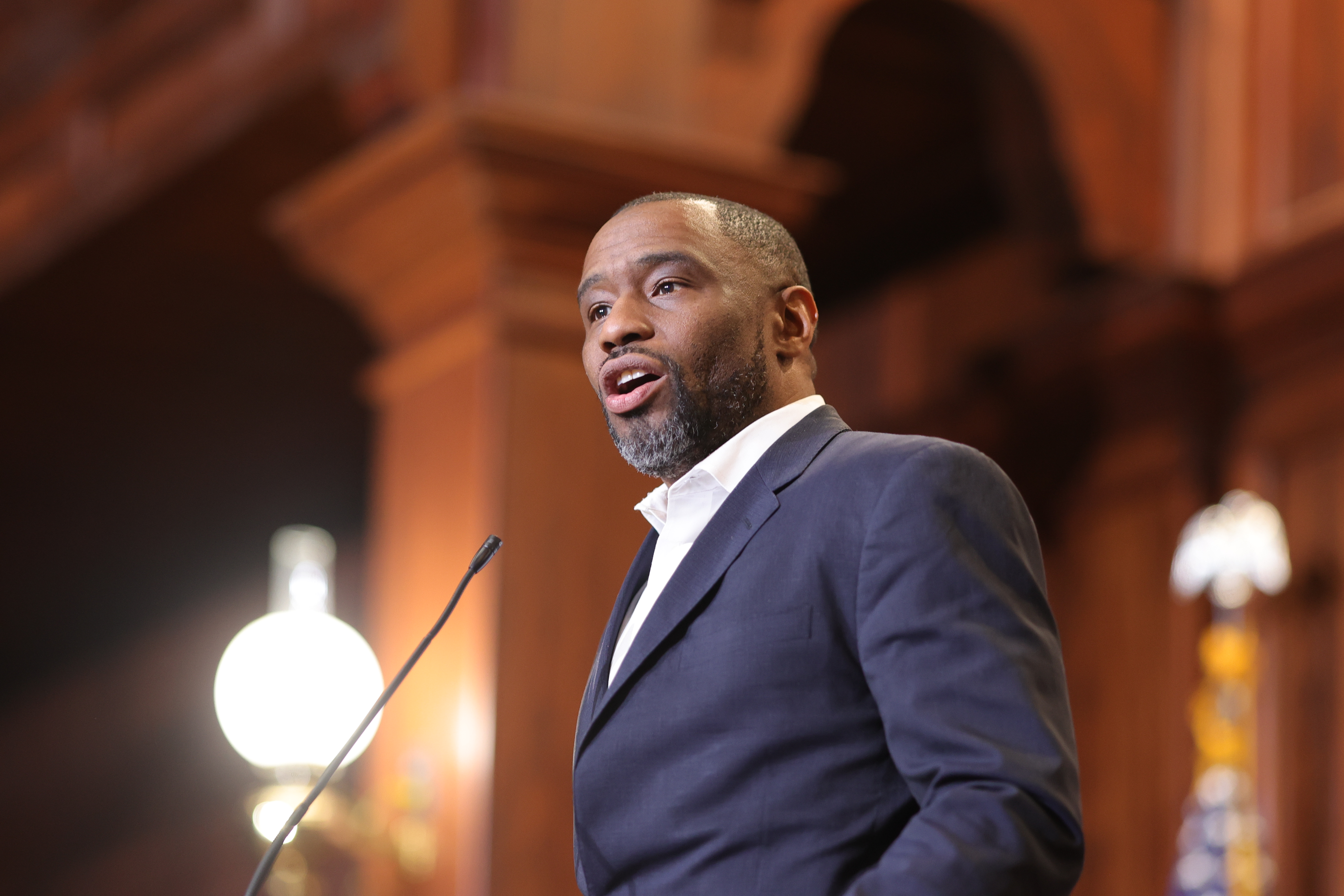 Woodworth Chapel at Tougaloo College during the evening, exterior view