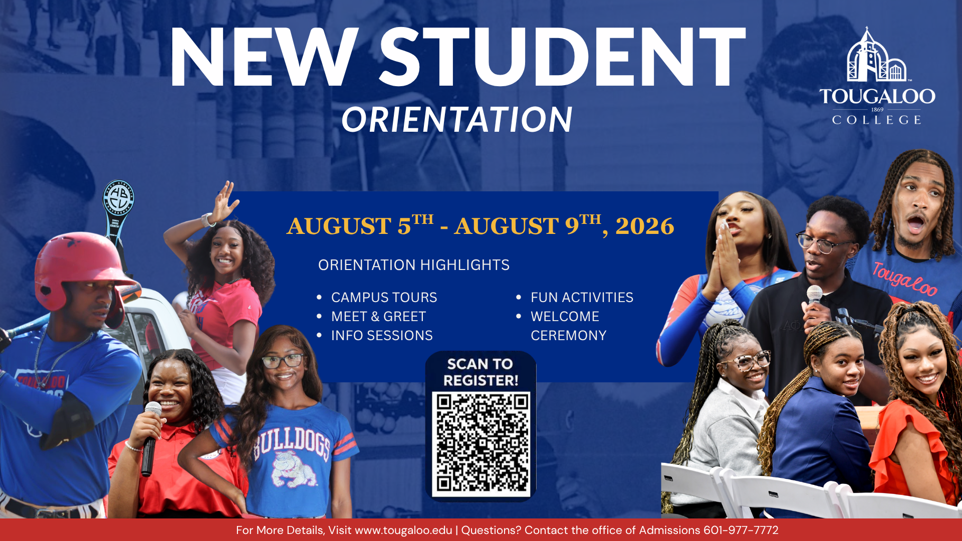 New Student Orientation 2026 - Official Flyer - August 5-9, Tougaloo College