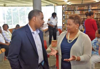 President Carmen J. Walters meets Tougaloo faculty and staff during Pastries with the President.