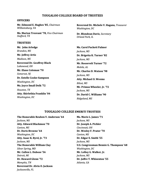 List of Alumni at Tougaloo College